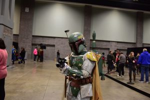 Boba Fett cosplayer on the show floor at Awesome Con 2018 in Washington, DC