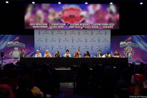 Hazbin Hotel cast panel on the main stage at GalaxyCon Richmond 2025