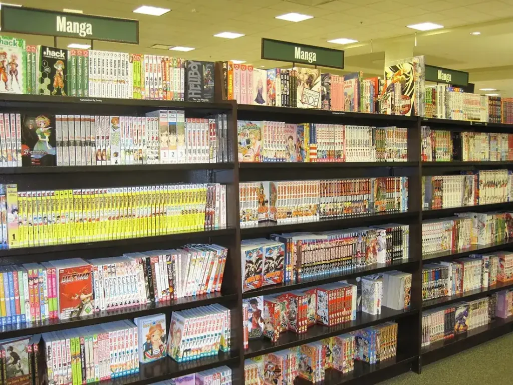 Manga shelves in a bookstore